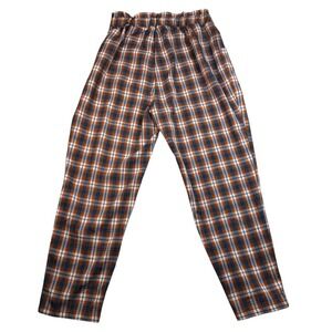 Allegra K XL Plaid Pants High Waist Paper Bag Elastic Waist Casual Trousers‎